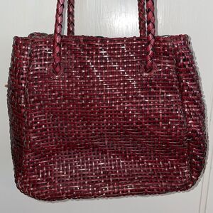 Vtg 80s CeeKlein Accessories burgundy woven leather purse